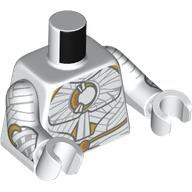 Lego Torso, Light Bluish Grey Wrappings, Gold Crest, Belt print, White Arms and Hands / White