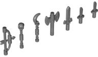 Lego Minifigure, Weapon Pack, Axe, Bow, Knives, Scepters, and Sword, 7 in Bag (Multipack)