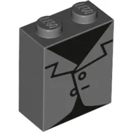 Brick 1 x 2 x 2 with Black Tuxedo Print / Dark Bluish Gray
