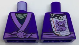 Torso Ninjago Robe with Medium Lavender Trim and Animal Drawing Pinned to Back Pattern / Dark Purple