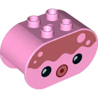Duplo Brick 2 x 4 x 2 Rounded Ends with Octopus Face Print / Bright Pink