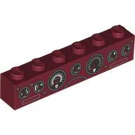 Brick 1 x 6 with Dashboard Dials Print / Dark Red