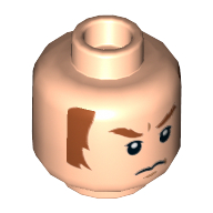 Lego Minifig Head Captain Boomerang / General Hux, Dark Orange Eyebrows and Sideburns, Frown Print [Hollow Stud] / Light Nougat
