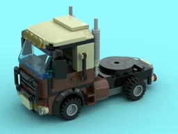Flatbed Trailer with Cab and Cargo