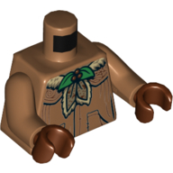 Lego Torso Robe, Green Leaves, Fur Print, Medium Nougat Arms, Reddish Brown Hands / Medium Nougat