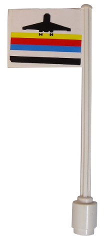 Lego Flag on Flagpole, Straight with Classic Airport Logo Pattern on Both Sides (Stickers) - Set 6396