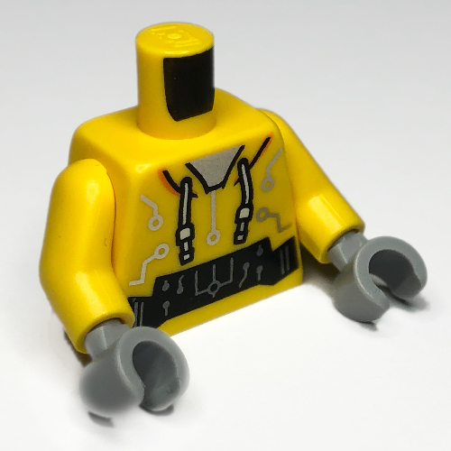 Lego Torso Hoodie, White Laces, Silver Circuitry print, Yellow Arms, Light Bluish Gray Hands / Yellow
