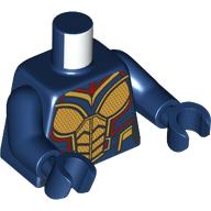 Lego Torso Armor, Gold and Dark Red Panels Print, Dark Blue Arms and Hands / Dark Blue