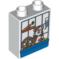Lego Duplo Brick 1 x 2 x 2 with Hamster in a Cage Print / White