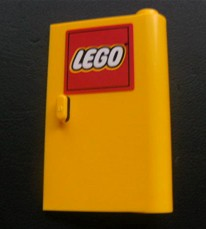 Lego Door 1 x 3 x 4 Right - Open Between Top and Bottom Hinge with Lego Logo Pattern (Sticker) - Set 3221