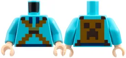 Torso Pixelated Hoodie with Ties and Crossed Straps on Front, Backpack with Creeper Face on Back Pattern / Medium Azure Arms / Light Nougat Hands