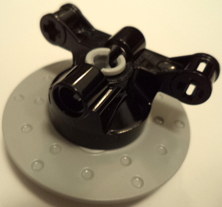 Lego Technic, Steering Axle with 2 Pin Holes and 2 Arms with Axle Holes with Slots with Light Bluish Gray Brake Rotor 3 Pin Holes Round (23801 / 35189)