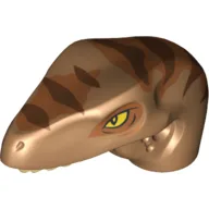 Animal Body Part, Dinosaur, Raptor Head with Tan Teeth and Dark Orange and Dark Brown Stripes Print / Medium Nougat