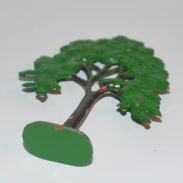 Plant, Tree Flat Elm painted with solid base / Green