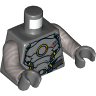 Lego Torso Armour, Yellow Circle Print, Flat Silver Arms, Dark Bluish Gray Hands / Dark Bluish Gray