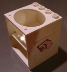 Lego Container, Cupboard 4 x 4 x 4 with Elliptical Hole for Sink with Toilet Paper Roll Pattern (Sticker) - Set 5895