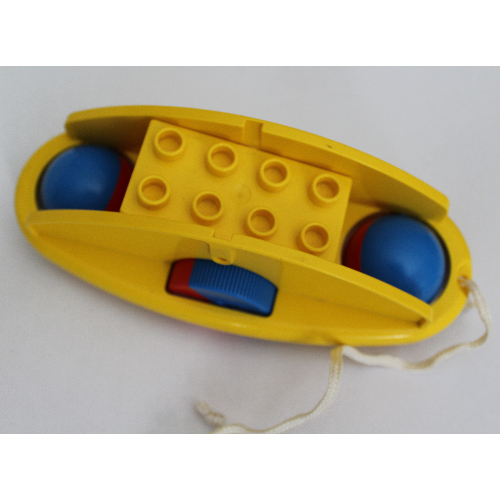 Lego Duplo Rattle Rocking Bottom with Red and Blue Wheels / Yellow