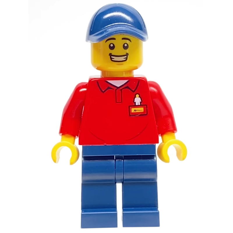 Lego LEGOLAND Employee, Red Torso, Dark Blue Legs, Dark Blue Cap