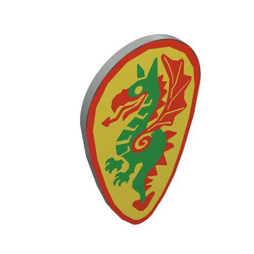 Lego Shield Ovoid with Green Dragon Print / Light Gray