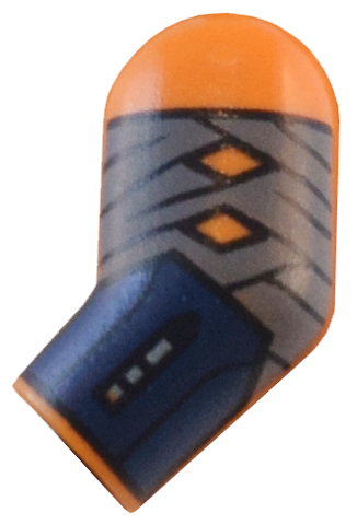 Lego Arm, Left with Dark Bluish Gray Wrappings and Dark Blue Bracer Pattern