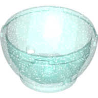 Lego Pod, Round, Faceted 4 x 4 x 1 2/3 (Dragon Egg Bottom) / Glitter Trans-Light Blue