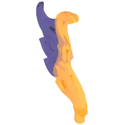 Wave / Flame Rounded Wing Shaped with Bar with Marbled Trans-Dark Pink Print / Trans-Orange