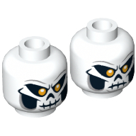 Lego Minifig Head Taskmaster, Dual Sided, Skull Mask with Bright Light Orange Eyes, Skeleton Mouth Smile / Frown Print [Hollow Stud] / White