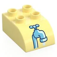 Duplo Brick 2 x 3 with Curved Top with Faucet Print