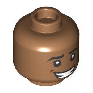 Lego Minifig Head Naveen, Open Mouth Smile, Laugh / Nervous Grin print / Medium Nougat