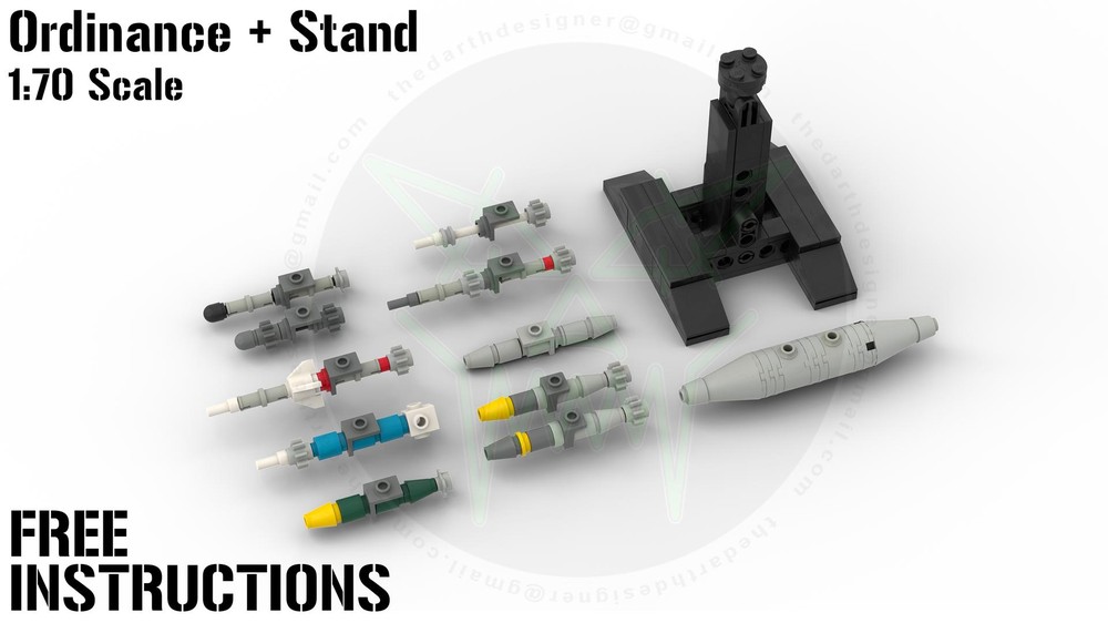 Lego Aircraft Ordinance + STAND - 1:70 Scale | Free Instructions