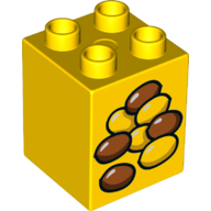 Lego Duplo Brick 2 x 2 x 2 with Seeds Print / Yellow