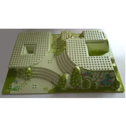 Baseplate Raised 32 x 48 x 6 with Front and Back Steps and Green Garden Print / Light Lime