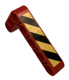 Technic, Liftarm, Modified Bent Thick L-Shape 3 x 5 with Black and Yellow Danger Stripes Pattern (Sticker) - Set 9396