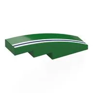 Brick Curved 4 x 1 No Studs with White/Dark Blue/White Stripes Print