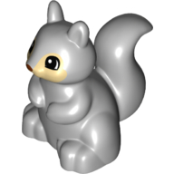 Lego Duplo Animal Squirrel with Black and White Eyes on Tan Face Print / Light Bluish Gray