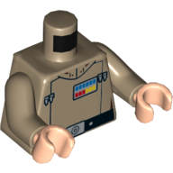 Lego Torso Shirt and Blue, Red, and Yellow Insignia Badge Print (Grand Moff Tarkin), Dark Tan Arms, Light Nougat Hands / Dark Tan