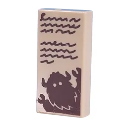 Tile 1 x 2 with Dark Brown Scribbles, Bogeyman Print / Tan