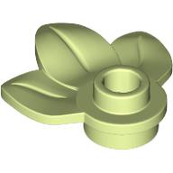 Lego Plant, Plate 1 x 1 Round with 3 Leaves / Yellowish Green