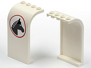Lego Panel 3 x 4 x 6 Curved Top with Horse Head Facing Right Pattern (Sticker) - Set 7635