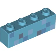 Brick 1 x 4 with Pixelated Sand Blue, Dark Bluish Gray and Light Bluish Gray Squares Print / Medium Azure
