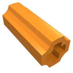 Technic Axle Connector Smooth [with x Hole + Orientation] / Orange