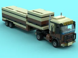Flatbed Trailer with Cab and Cargo