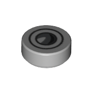 Lego Tile Round 1 x 1 with Headlight Print / Light Bluish Gray