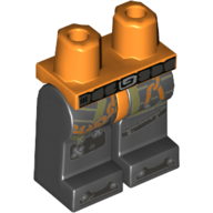 Lego Hips and Black Legs with Belt, Patches Print / Orange