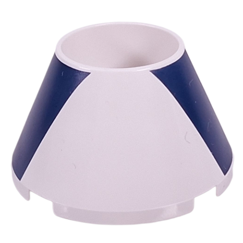 Lego Cone 4 x 4 x 2 Hollow No Studs with Dark Blue Vertical Stripes print