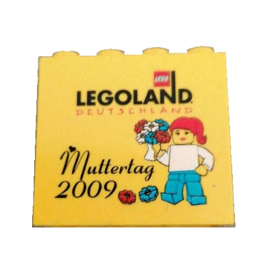 Lego Brick 2 x 4 x 3 with 'LEGOLAND DEUTSCHLAND Muttertag 2009' Print / Yellow