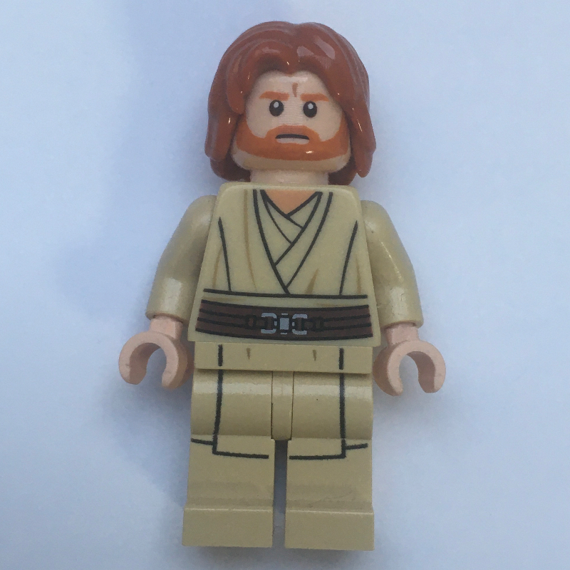 Lego Obi-Wan Kenobi, Tan Legs, Mid-Length Parted Hair