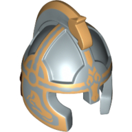 Lego Helmet with Cheek Protection and Horsehead Comb (Rohan Style) with Eomer Print / Flat Silver