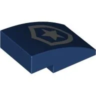 Brick Curved 3 x 2 No Studs with Silver Police Badge Print / Dark Blue