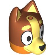 Lego Minifig Head Special, Bluey with Bright Light Yellow Nose, Dark Orange Sides, Orange Fur (Bingo) / Orange